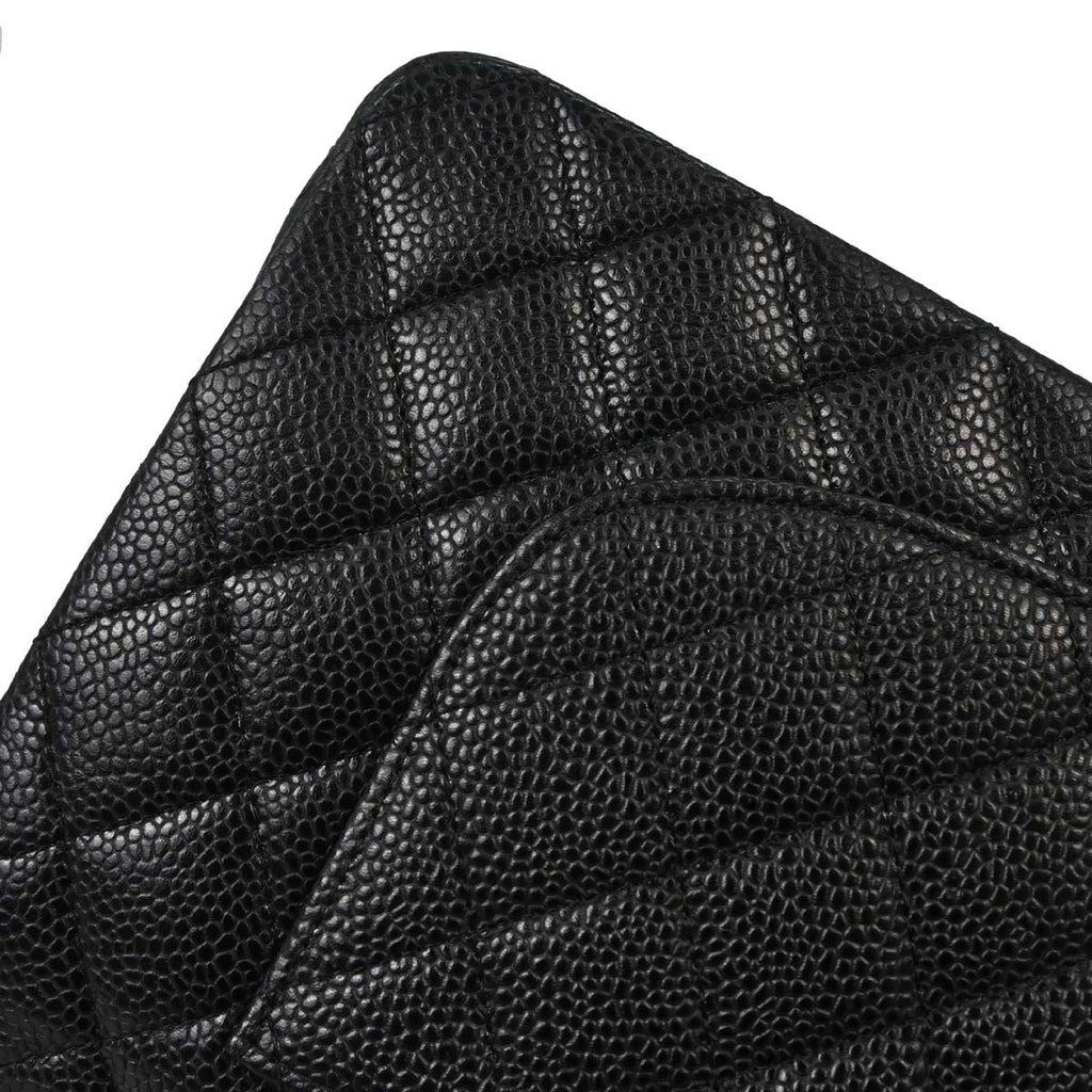 Chanel 2014 Black Caviar Skin Medium Classic Double Flap Shoulder Bag