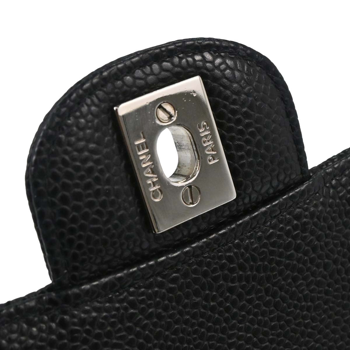 Chanel 2014 Black Caviar Skin Medium Classic Double Flap Shoulder Bag