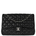 Chanel 2012-2013 Black Lambskin Jumbo Classic Double Flap Shoulder Bag