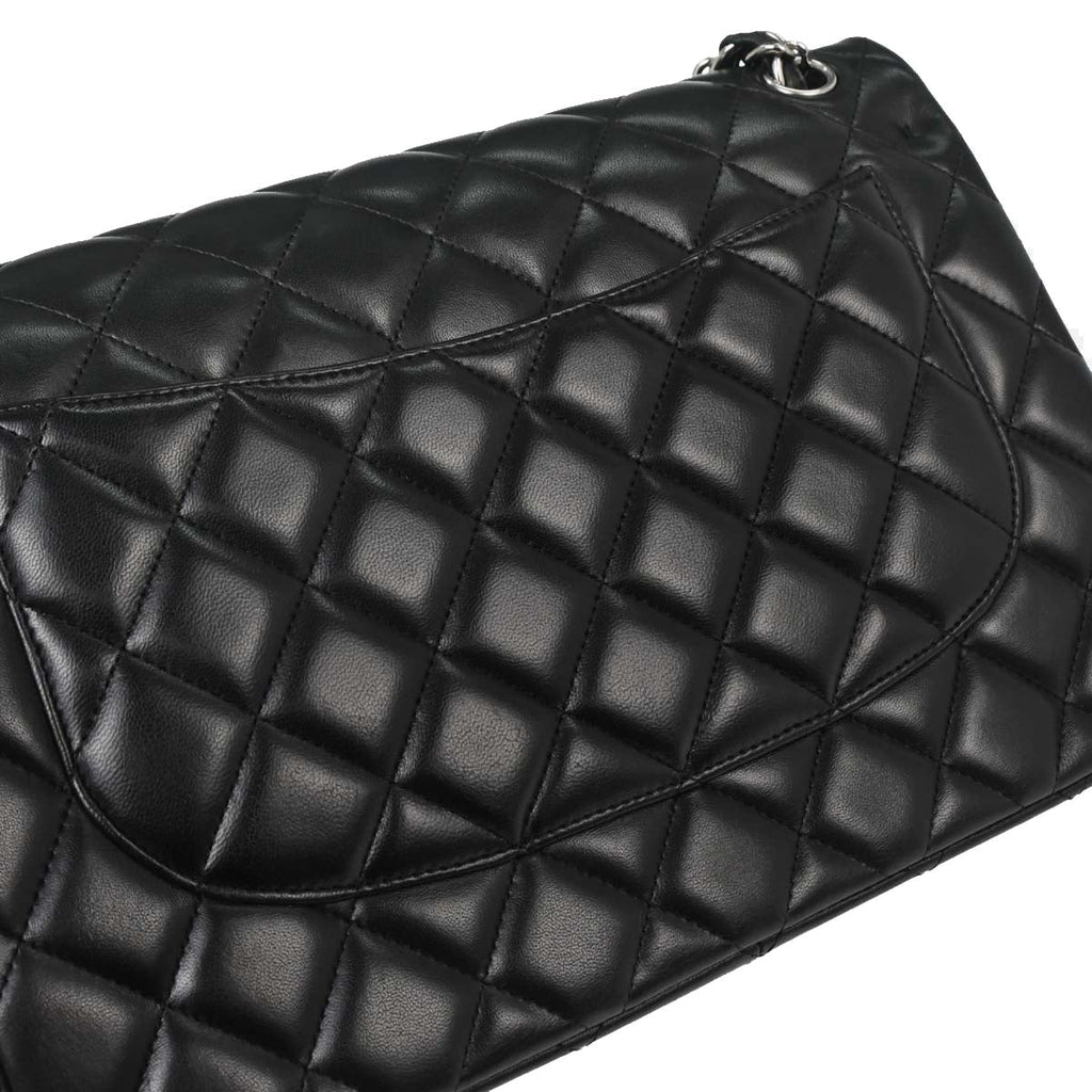 Chanel 2012-2013 Black Lambskin Jumbo Classic Double Flap Shoulder Bag