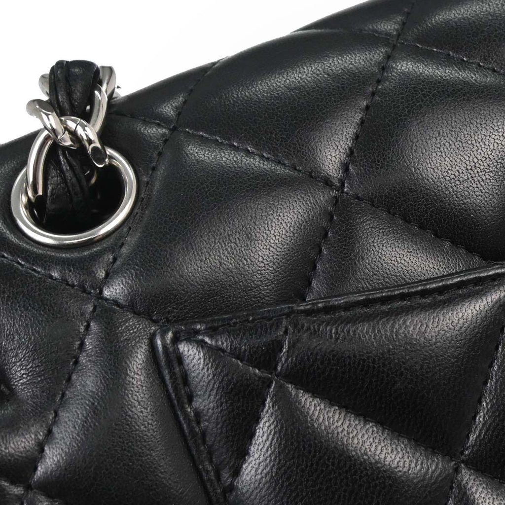 Chanel 2012-2013 Black Lambskin Jumbo Classic Double Flap Shoulder Bag