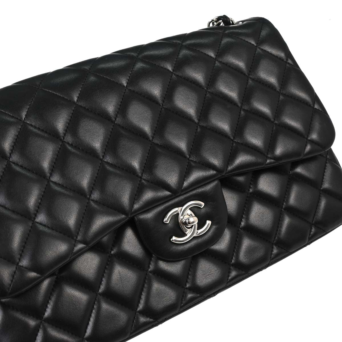 Chanel 2012-2013 Black Lambskin Jumbo Classic Double Flap Shoulder Bag