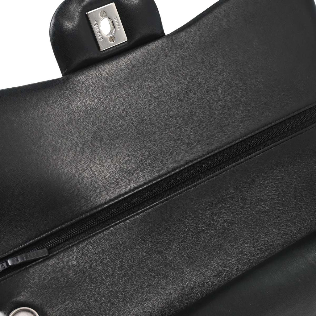 Chanel 2012-2013 Black Lambskin Jumbo Classic Double Flap Shoulder Bag