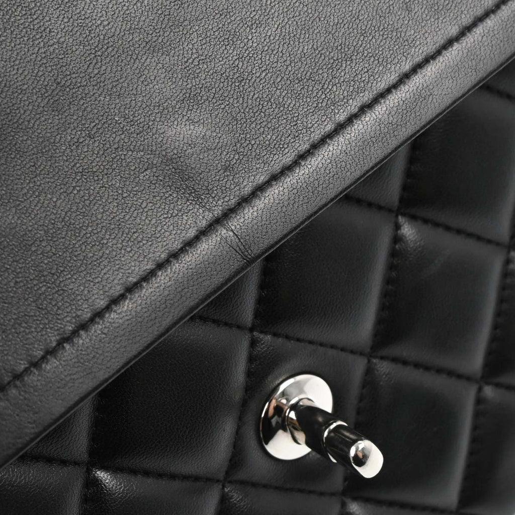 Chanel 2012-2013 Black Lambskin Jumbo Classic Double Flap Shoulder Bag