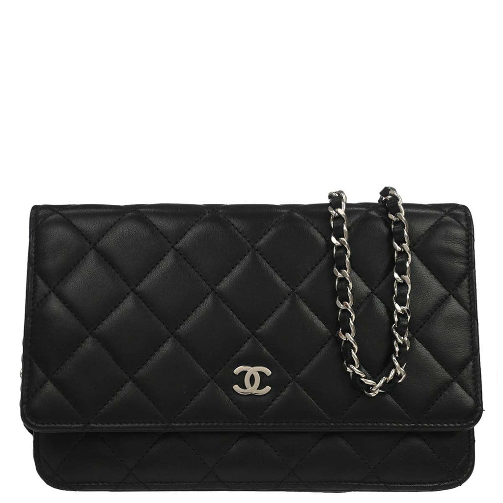 Chanel Black Lambskin Classic WOC Wallet on Chain Bag