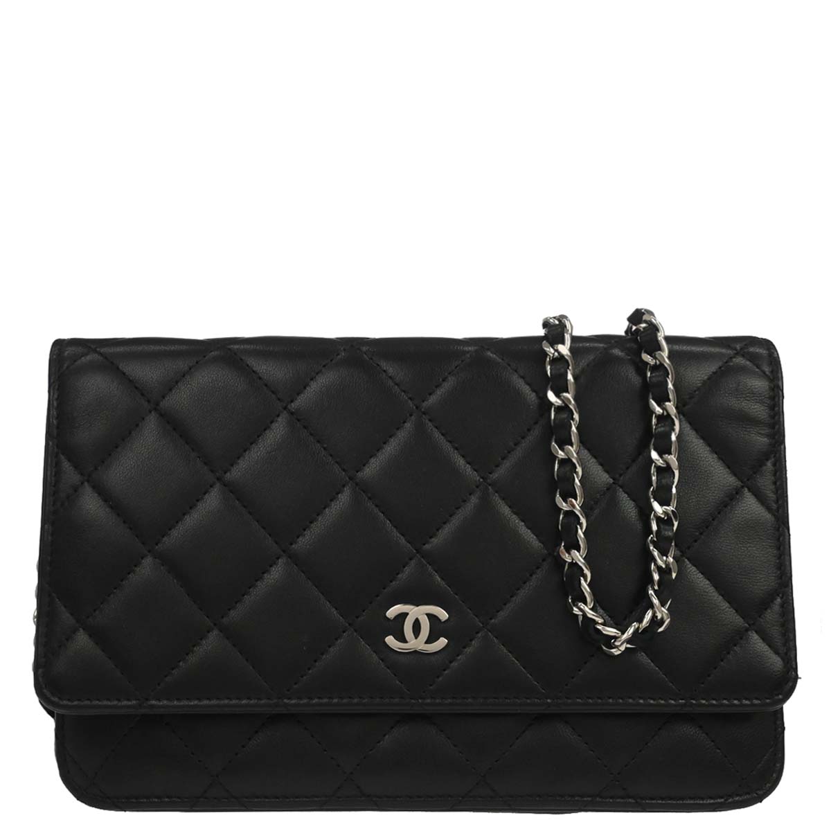 Chanel Black Lambskin Classic WOC Wallet on Chain Bag