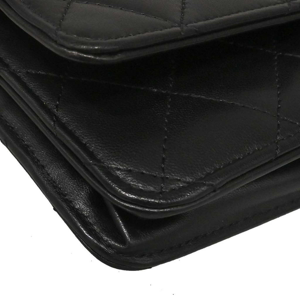 Chanel Black Lambskin Classic WOC Wallet on Chain Bag