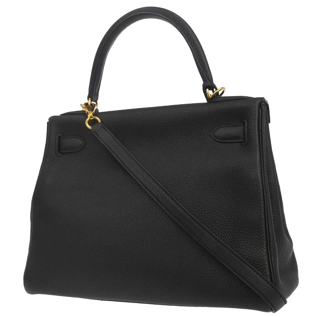 Hermes Black Togo Kelly 28 Retourne 2way Shoulder Handbag