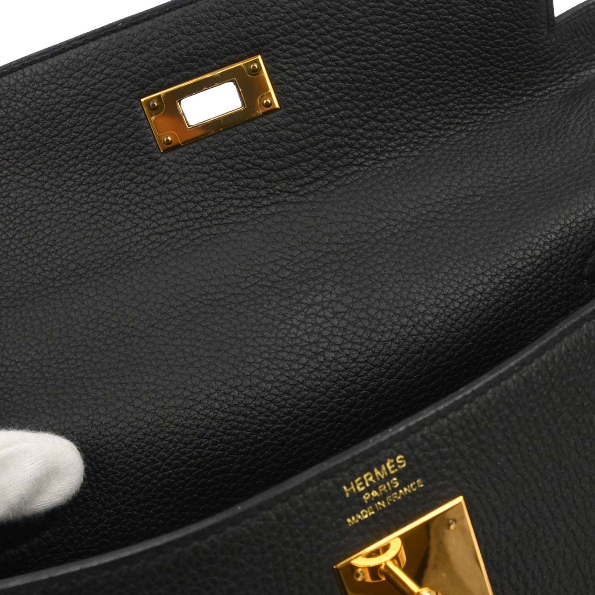 Hermes Black Togo Kelly 28 Retourne 2way Shoulder Handbag