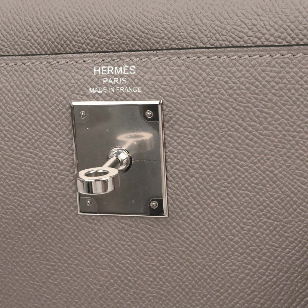 Hermes Gris Asphalt Epsom Kelly 28 Sellier 2way Shoulder Handbag