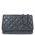 Chanel 2014-2015 Metallic Blue Calfskin Classic WOC Wallet on Chain Bag