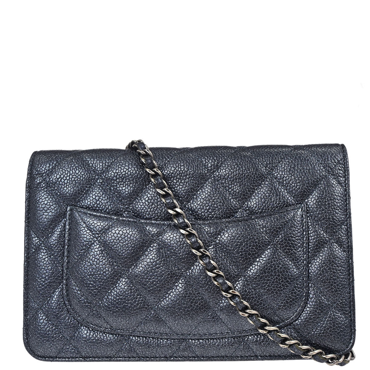 Chanel 2014-2015 Metallic Blue Calfskin Classic WOC Wallet on Chain Bag