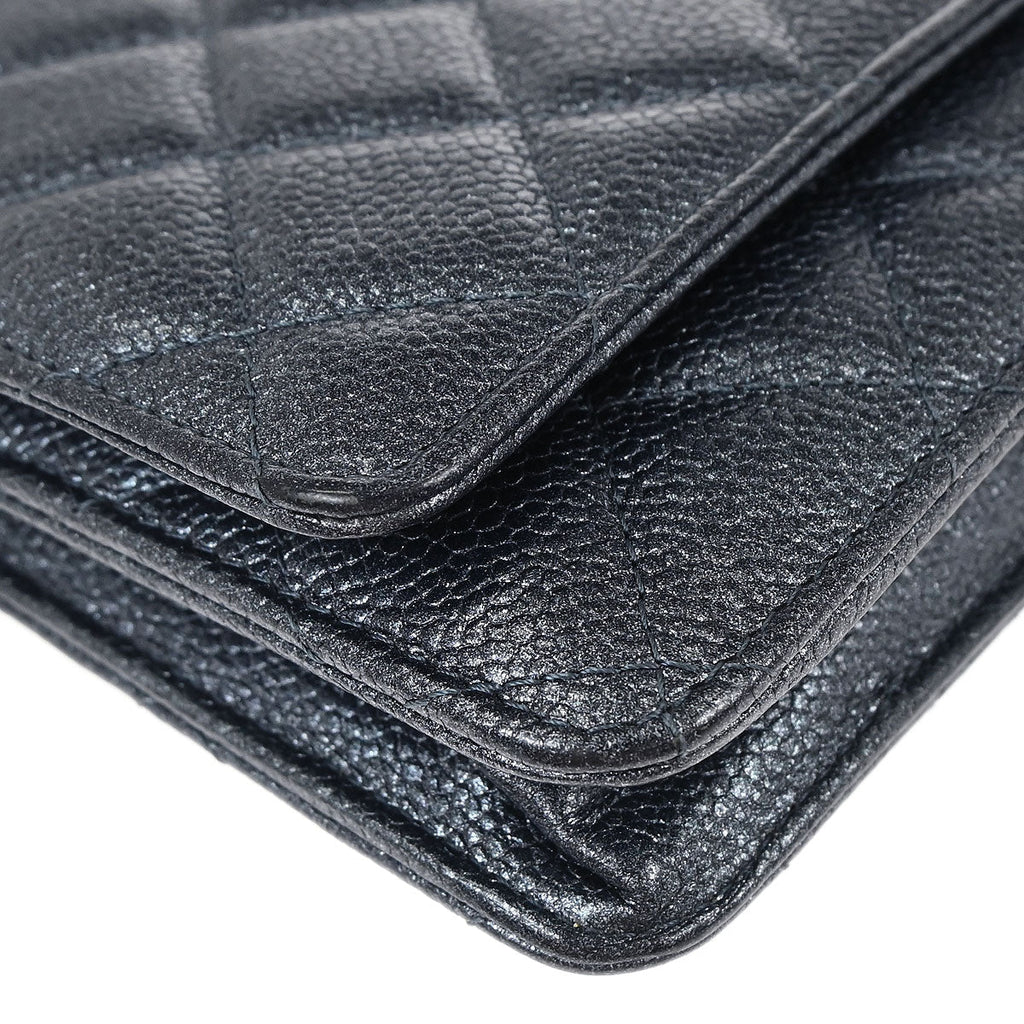 Chanel 2014-2015 Metallic Blue Calfskin Classic WOC Wallet on Chain Bag