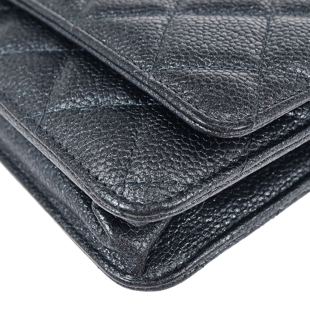 Chanel 2014-2015 Metallic Blue Calfskin Classic WOC Wallet on Chain Bag