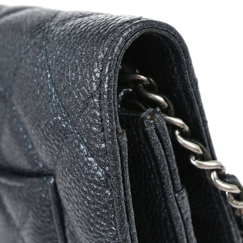 Chanel 2014-2015 Metallic Blue Calfskin Classic WOC Wallet on Chain Bag