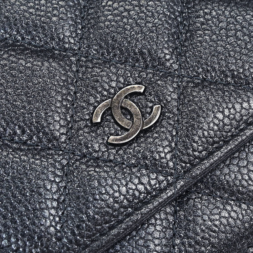 Chanel 2014-2015 Metallic Blue Calfskin Classic WOC Wallet on Chain Bag