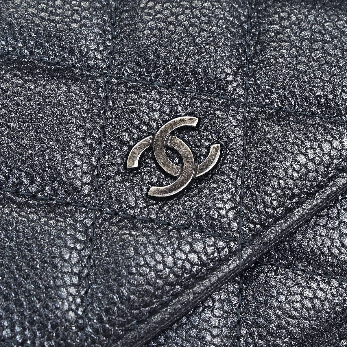 Chanel 2014-2015 Metallic Blue Calfskin Classic WOC Wallet on Chain Bag