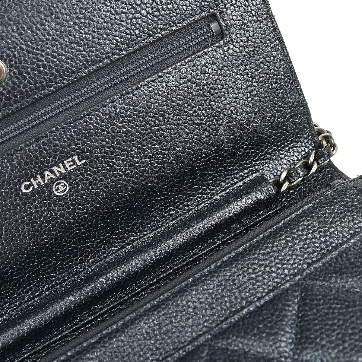Chanel 2014-2015 Metallic Blue Calfskin Classic WOC Wallet on Chain Bag