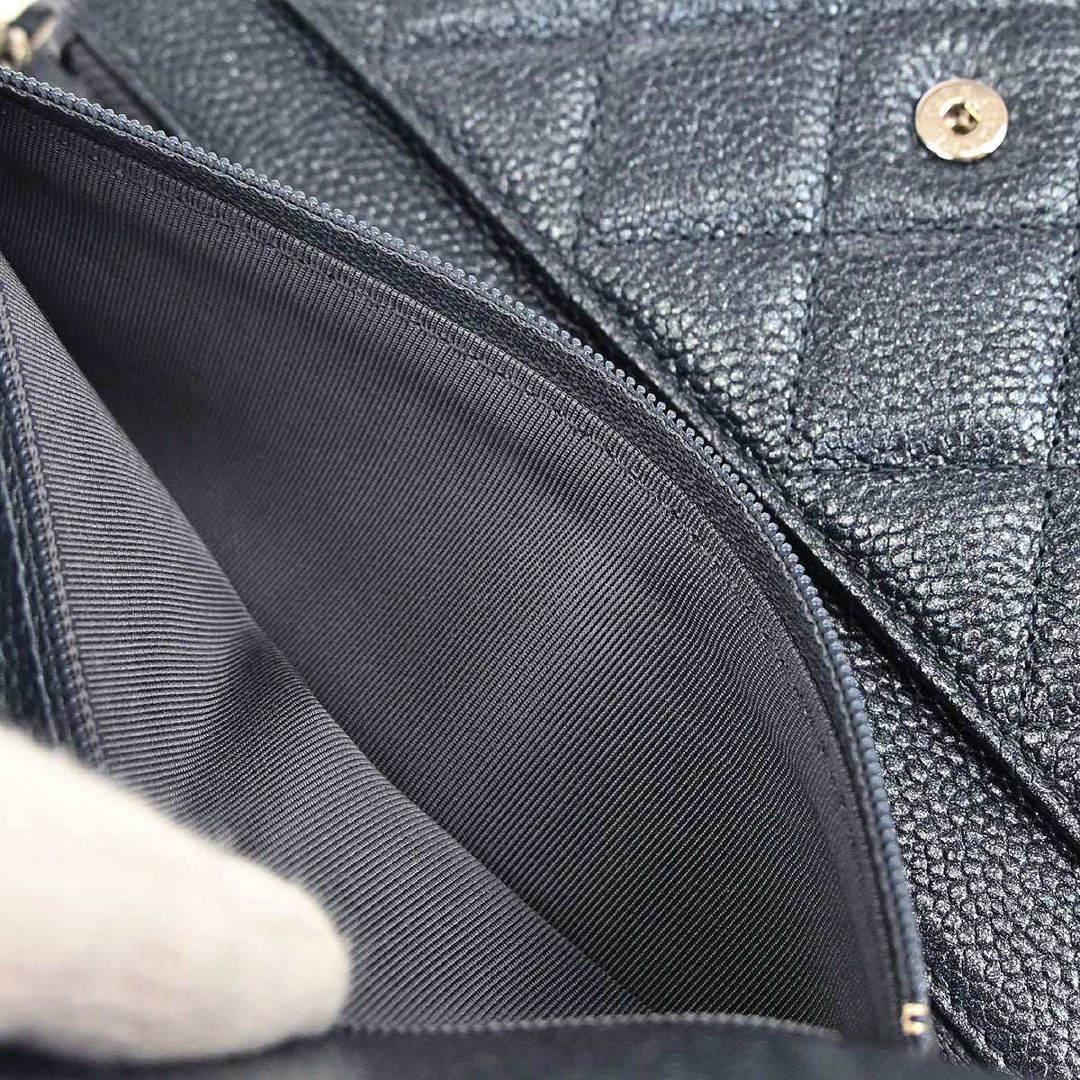 Chanel 2014-2015 Metallic Blue Calfskin Classic WOC Wallet on Chain Bag