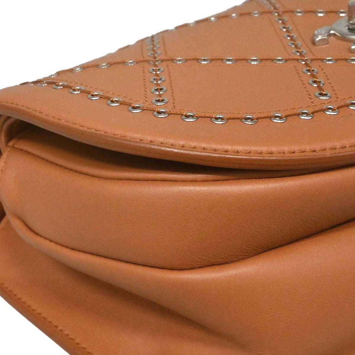 Chanel 2018 Brown Calfskin Coco Eyelets Round Flap Shoulder Bag