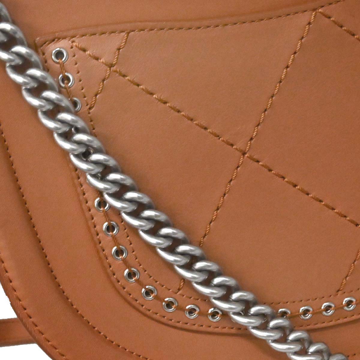 Chanel 2018 Brown Calfskin Coco Eyelets Round Flap Shoulder Bag
