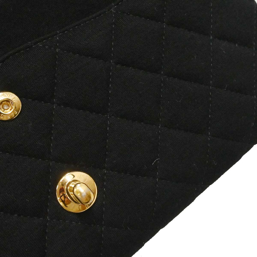 Chanel Black Cotton Medium Classic Double Flap Shoulder Bag