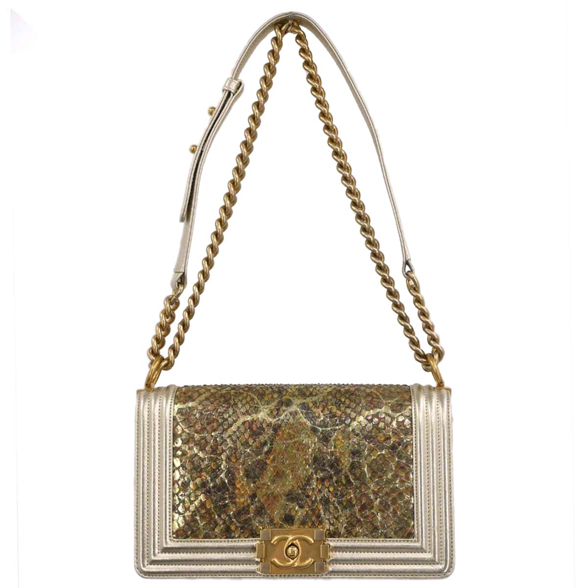 Boy Chanel * Gold Python Medium Shoulder Bag