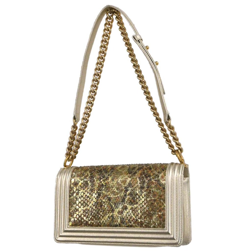 Boy Chanel * Gold Python Medium Shoulder Bag