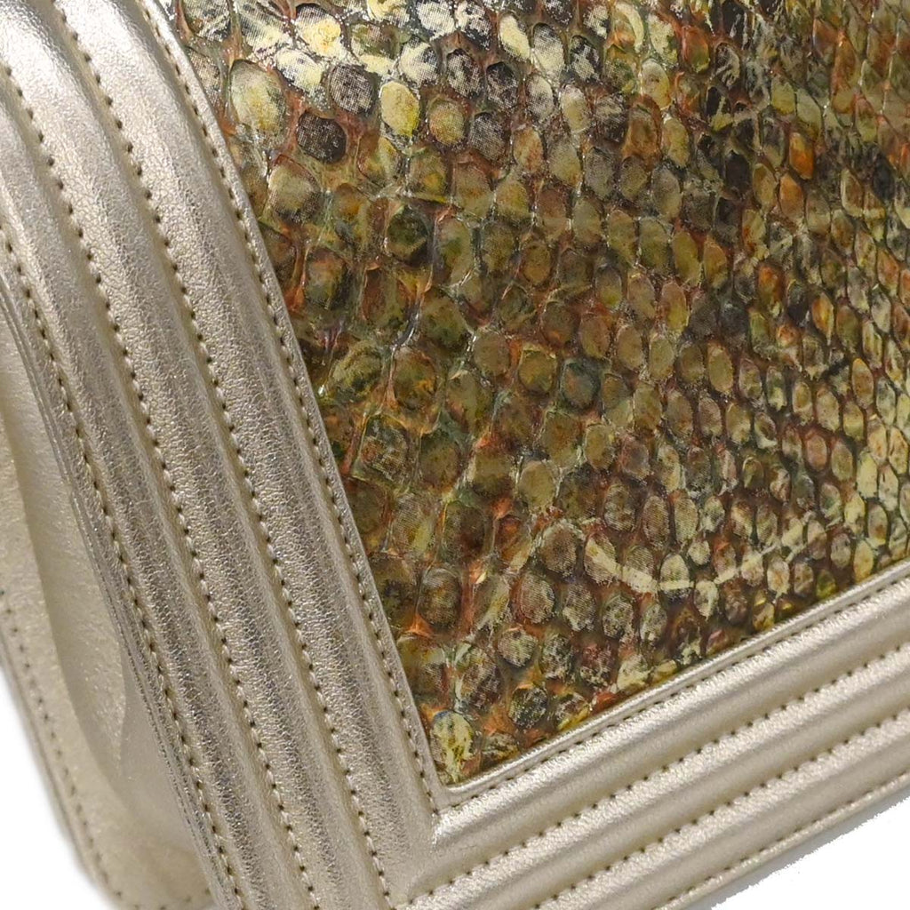 Boy Chanel * Gold Python Medium Shoulder Bag