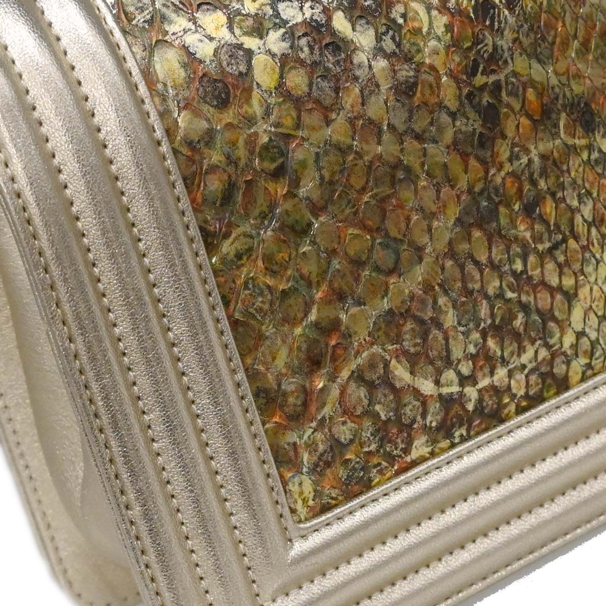 Boy Chanel * Gold Python Medium Shoulder Bag