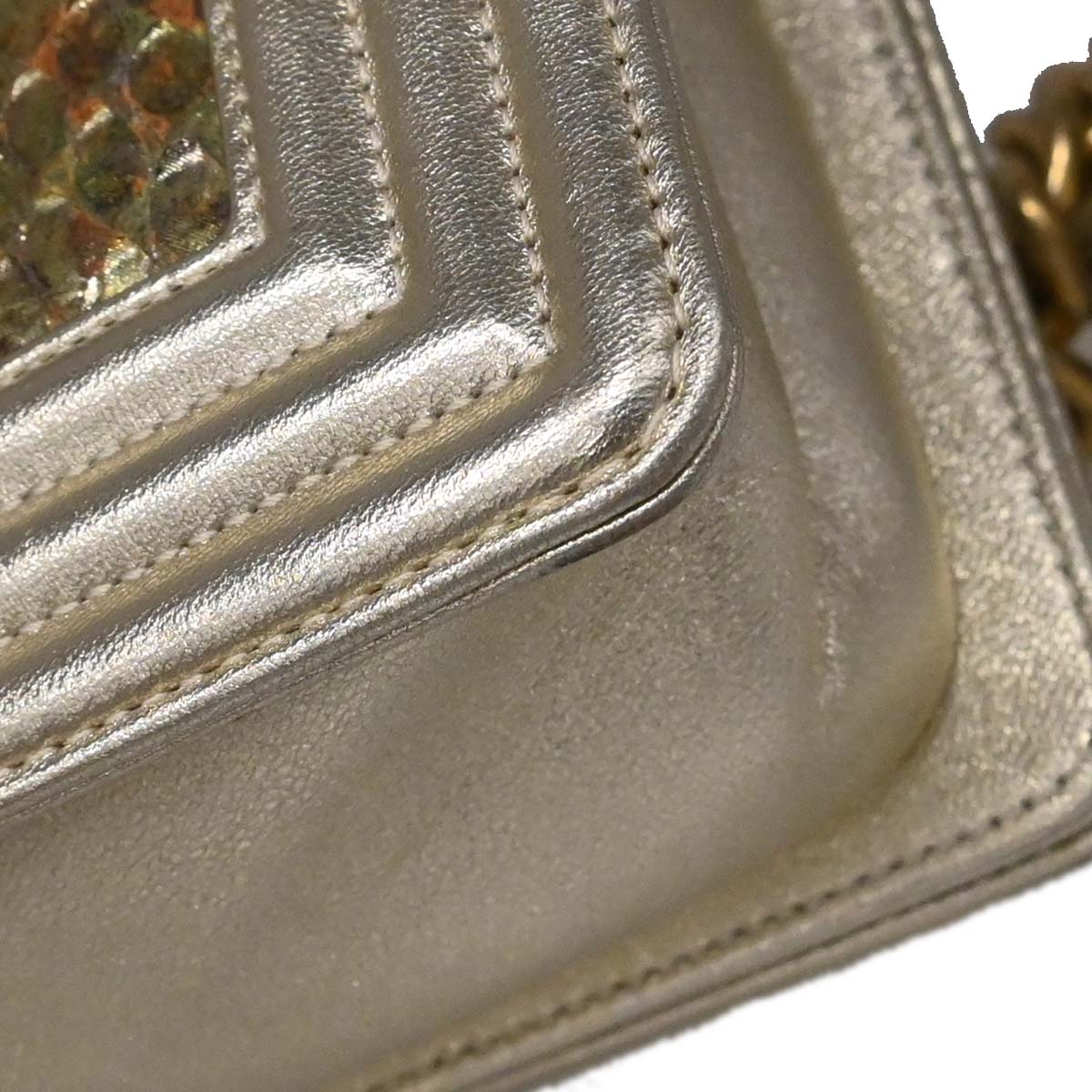 Boy Chanel * Gold Python Medium Shoulder Bag