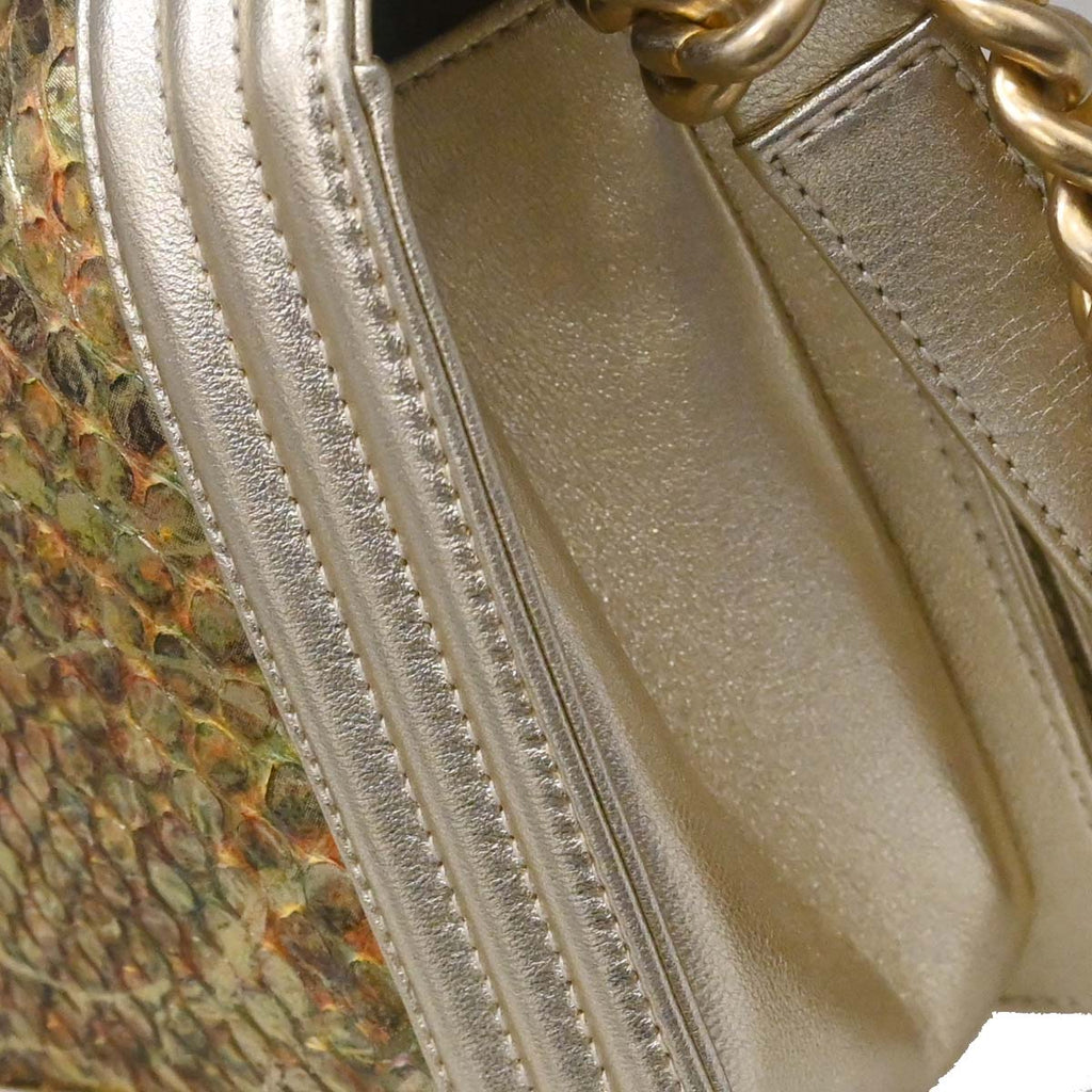 Boy Chanel * Gold Python Medium Shoulder Bag