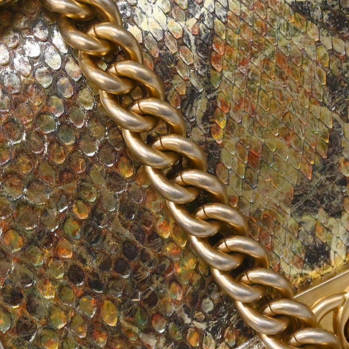 Boy Chanel * Gold Python Medium Shoulder Bag