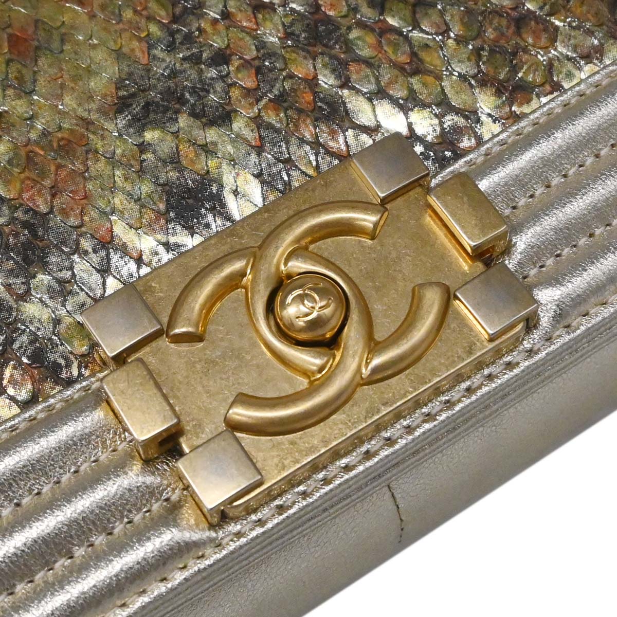 Boy Chanel * Gold Python Medium Shoulder Bag