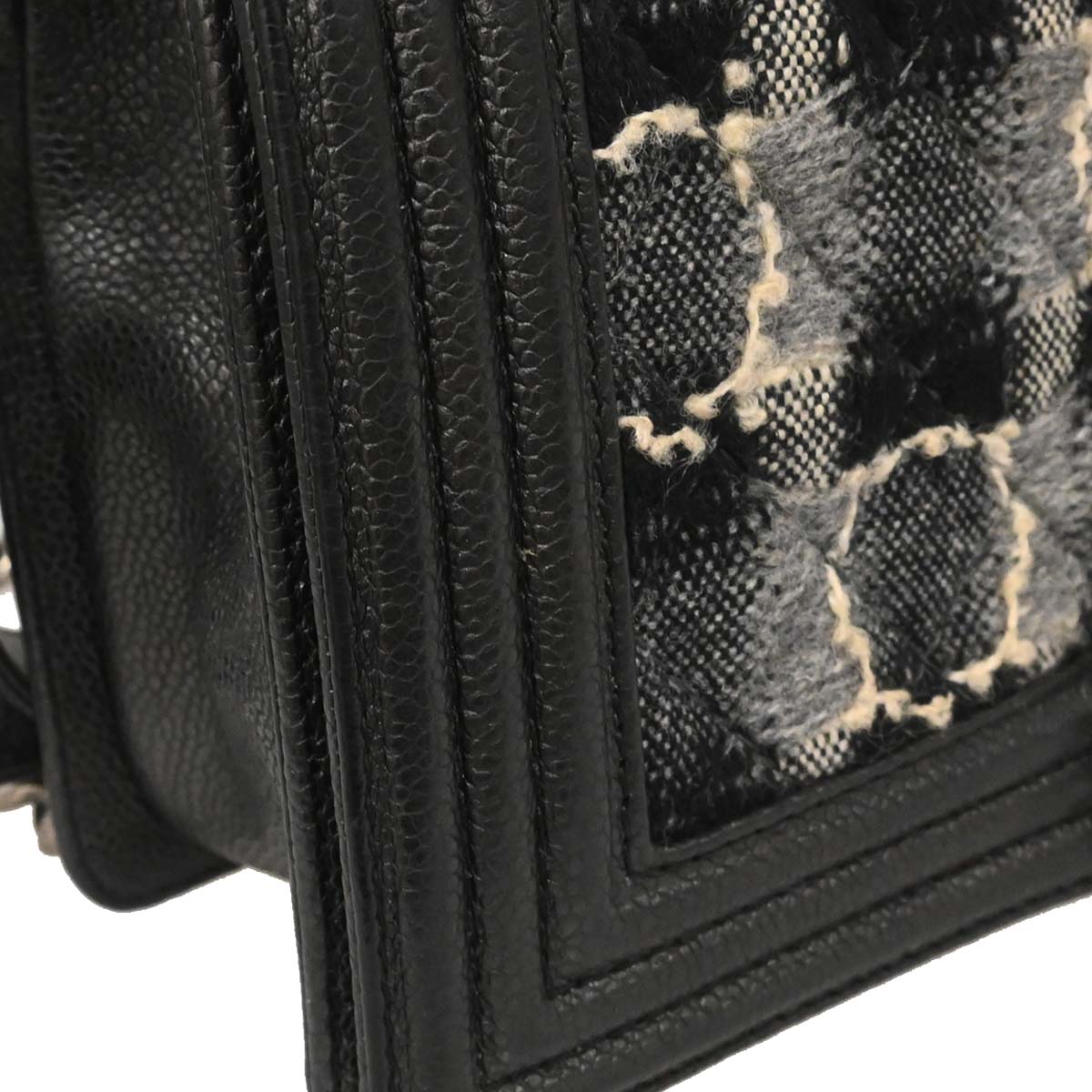 Boy Chanel Black Caviar Tweed Medium Shoulder Bag