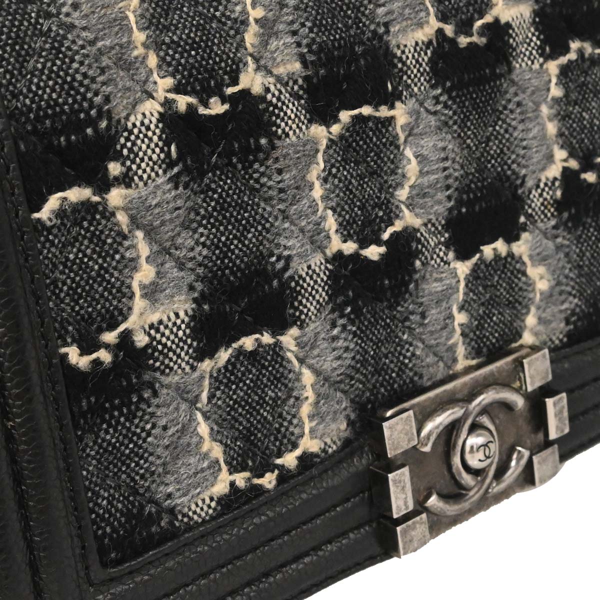 Boy Chanel Black Caviar Tweed Medium Shoulder Bag