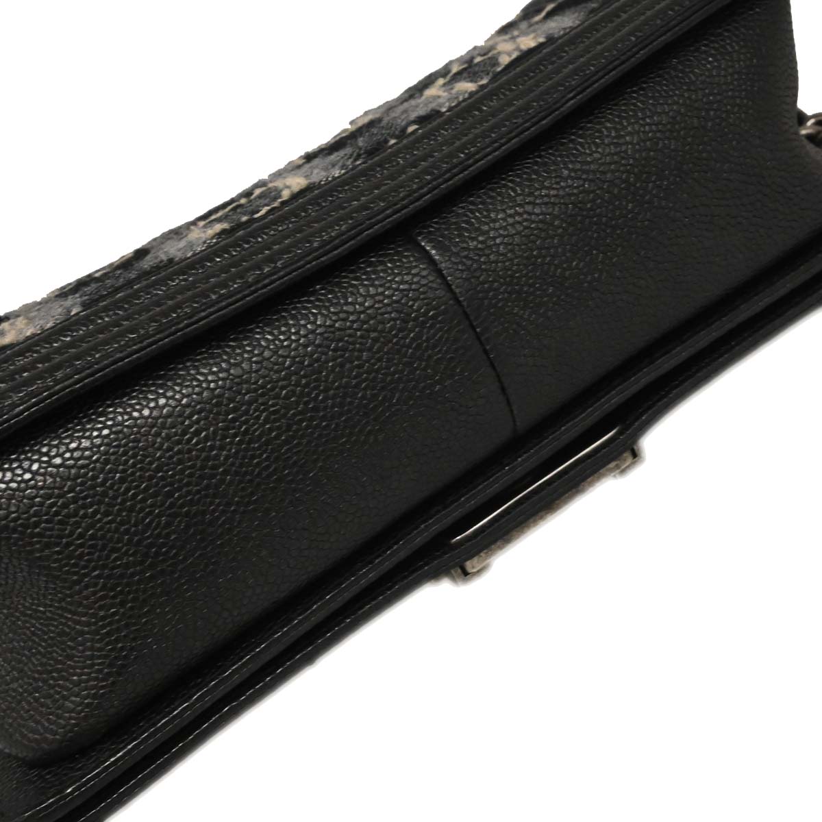 Boy Chanel Black Caviar Tweed Medium Shoulder Bag