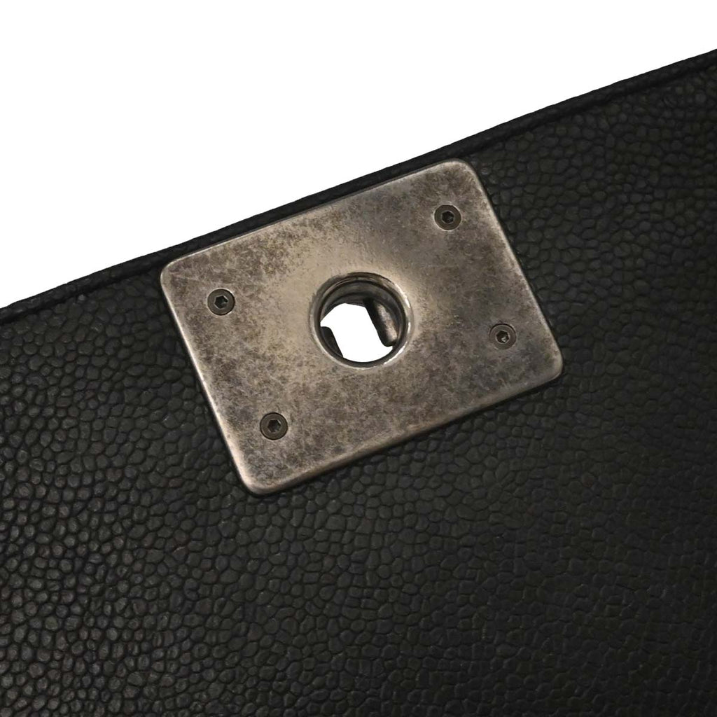 Boy Chanel Black Caviar Tweed Medium Shoulder Bag