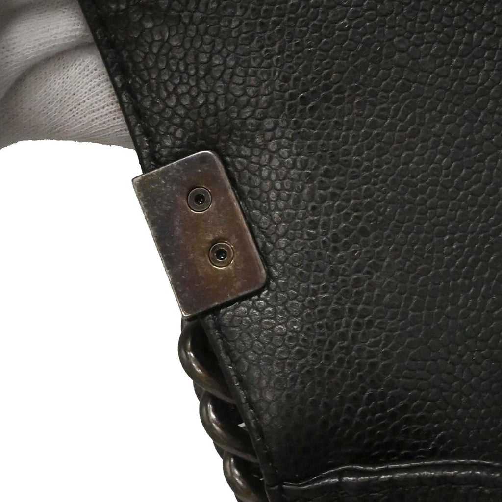 Boy Chanel Black Caviar Tweed Medium Shoulder Bag