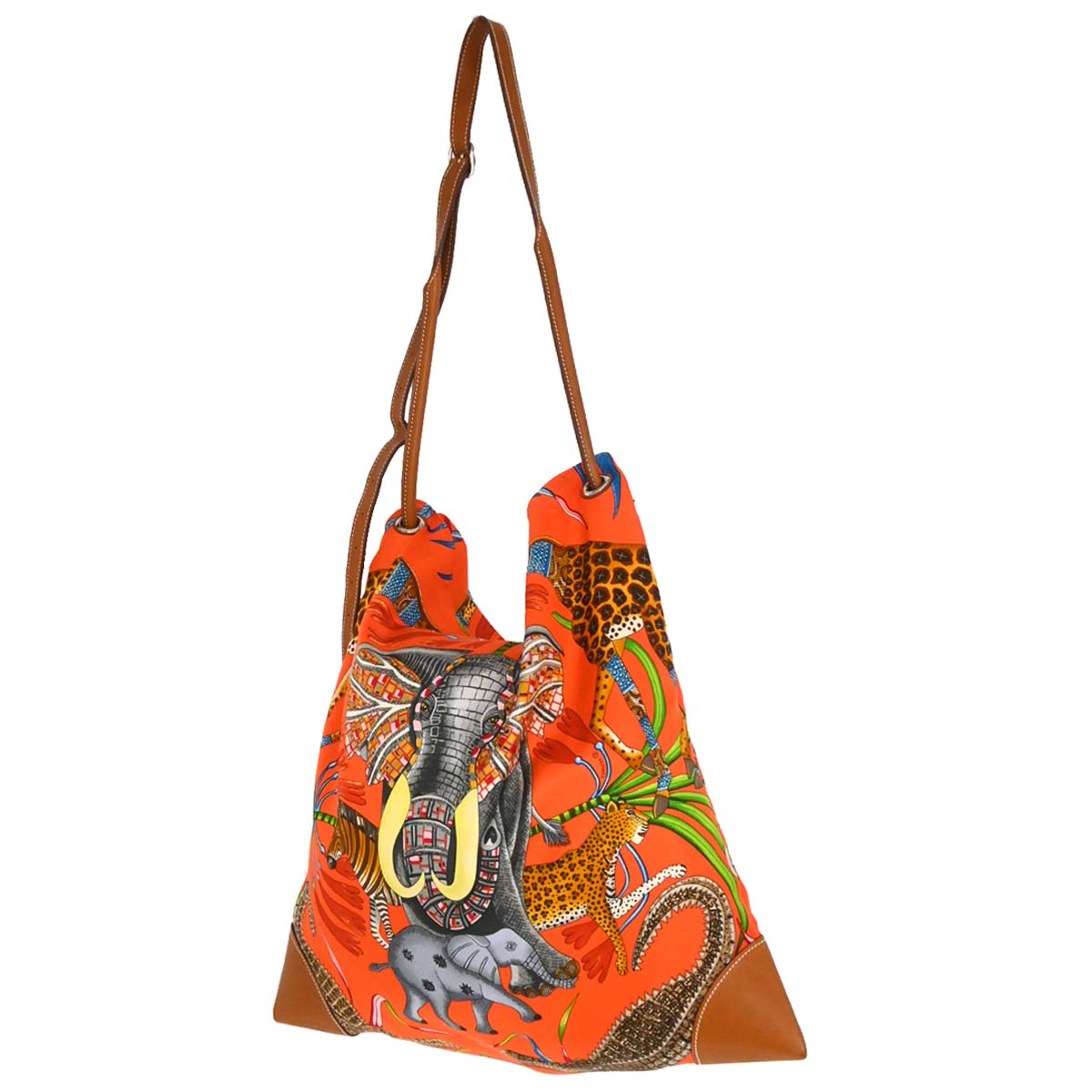 Hermes Orange Silk Silky City 41 Shoulder Bag