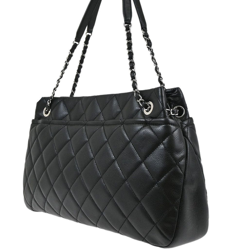 Chanel Black Caviar Skin Tote Chain Handbag