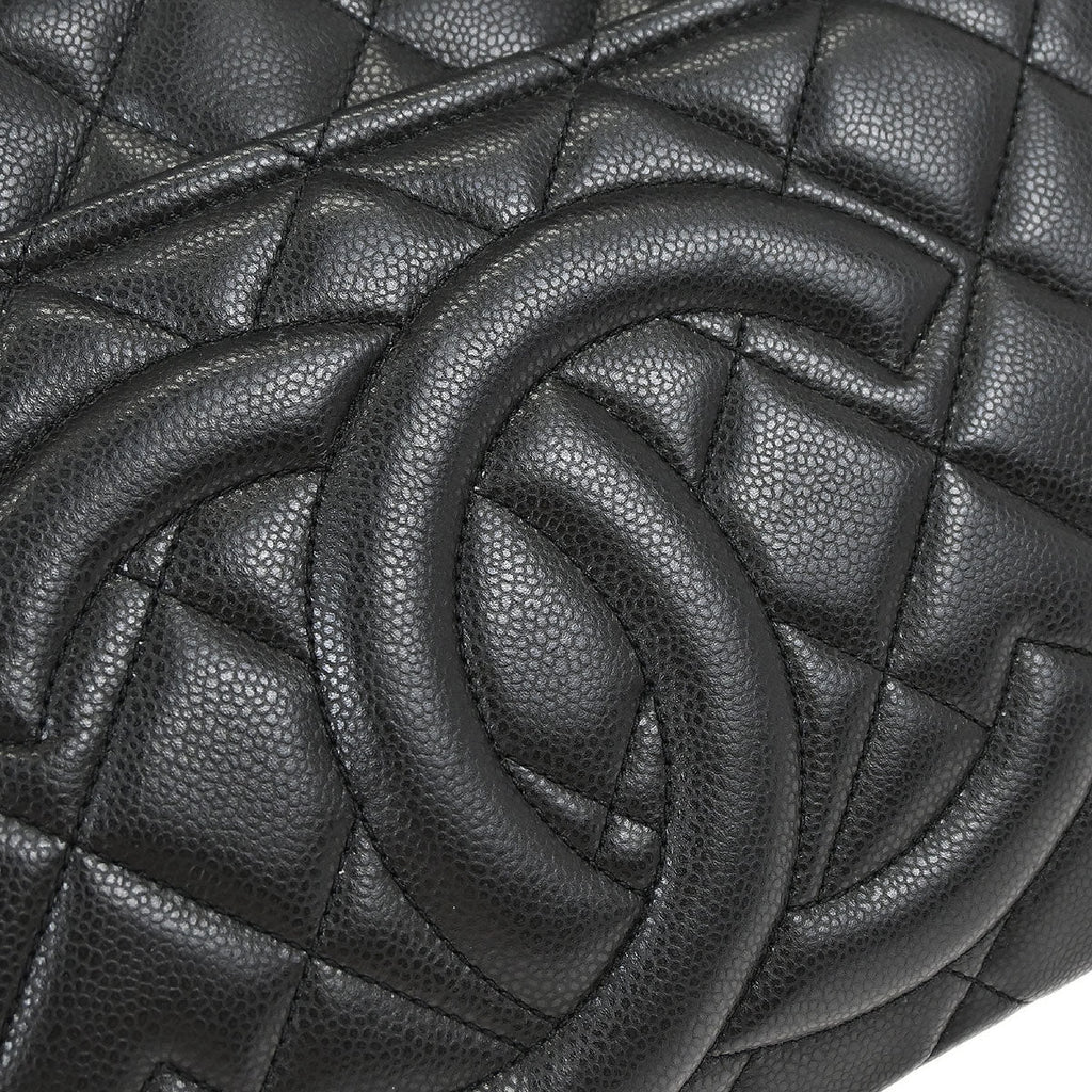 Chanel Black Caviar Skin Tote Chain Handbag