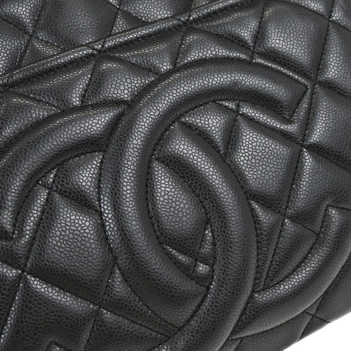 Chanel Black Caviar Skin Tote Chain Handbag