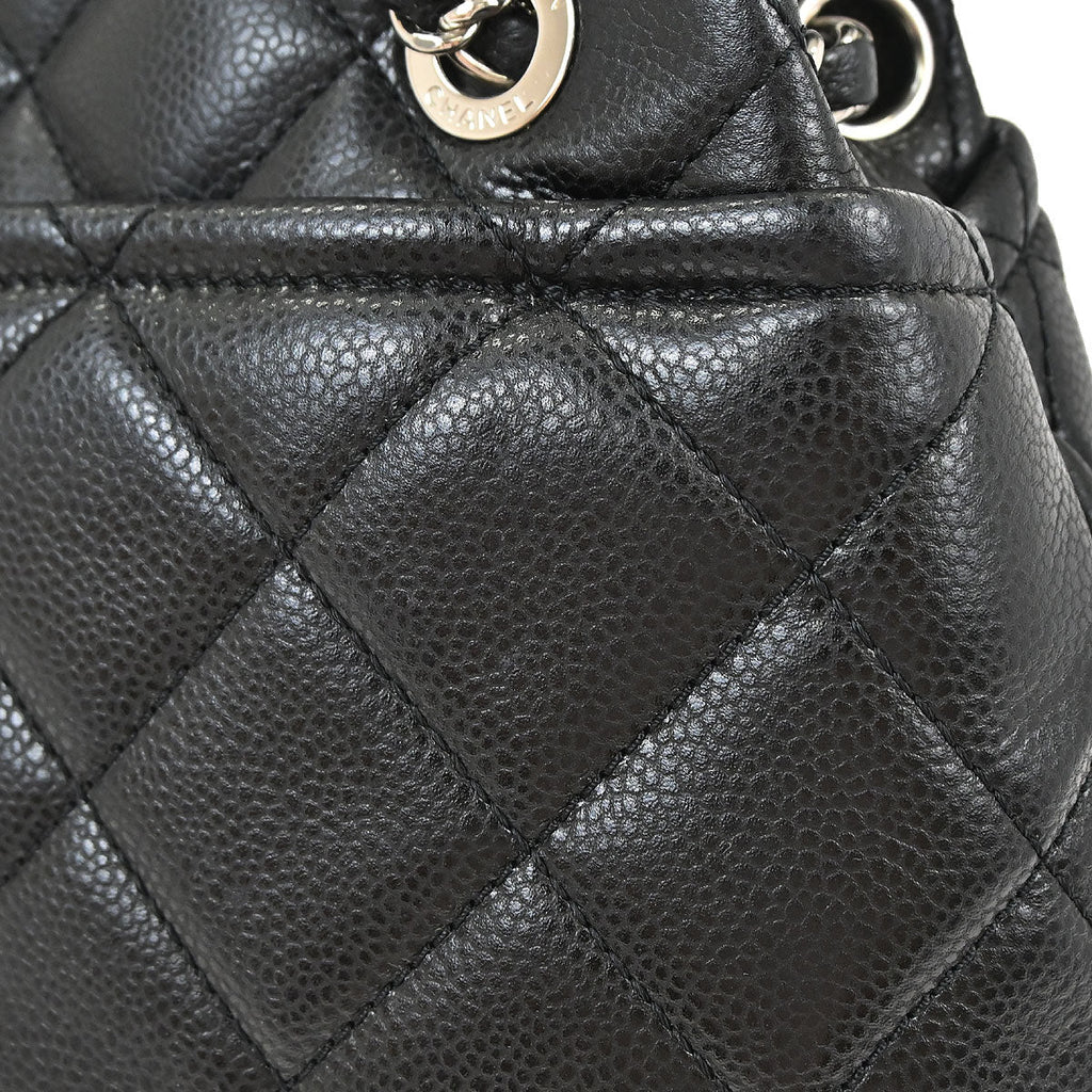 Chanel Black Caviar Skin Tote Chain Handbag
