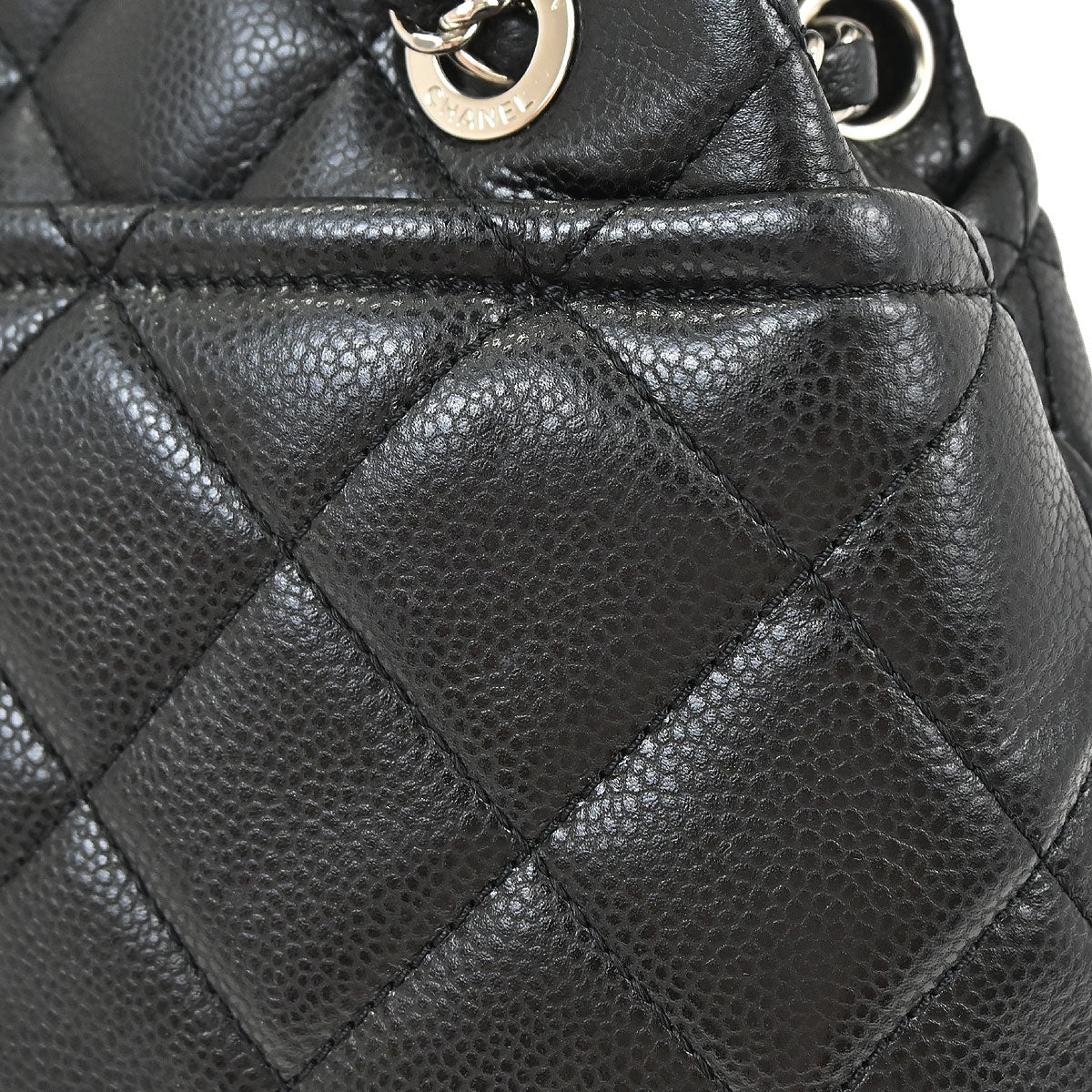 Chanel Black Caviar Skin Tote Chain Handbag