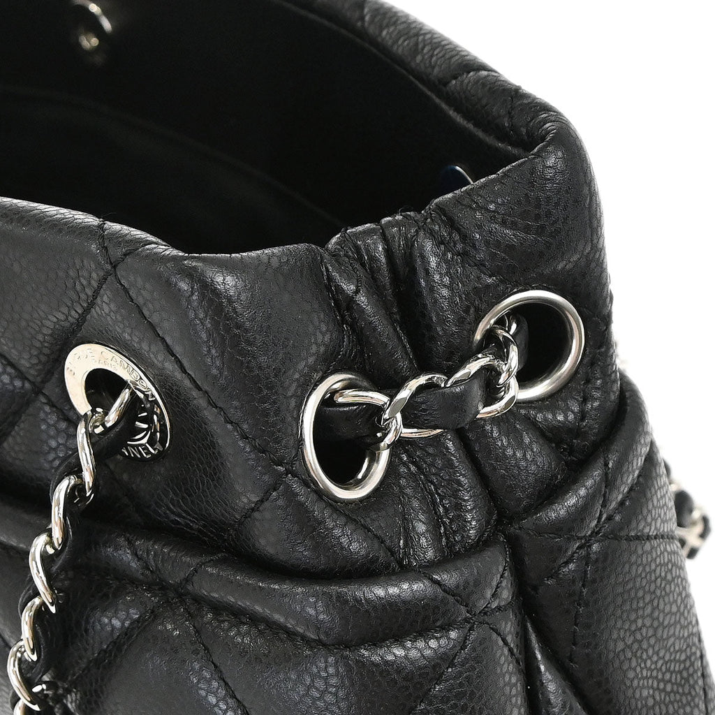 Chanel Black Caviar Skin Tote Chain Handbag