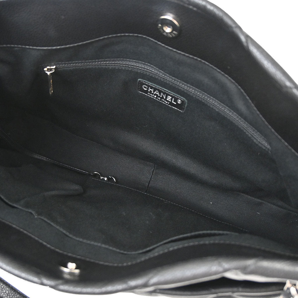 Chanel Black Caviar Skin Tote Chain Handbag