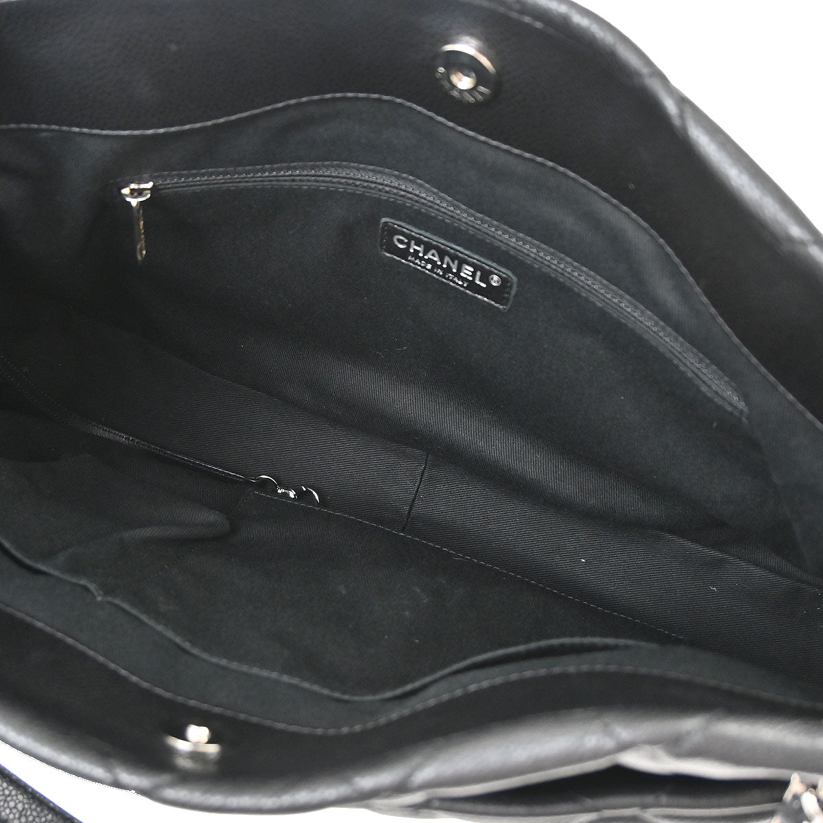 Chanel Black Caviar Skin Tote Chain Handbag