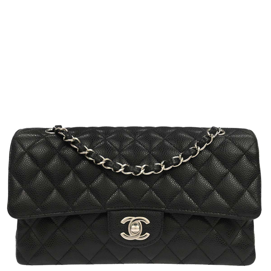 Chanel Black Caviar Skin Medium Classic Double Flap Shoulder Bag