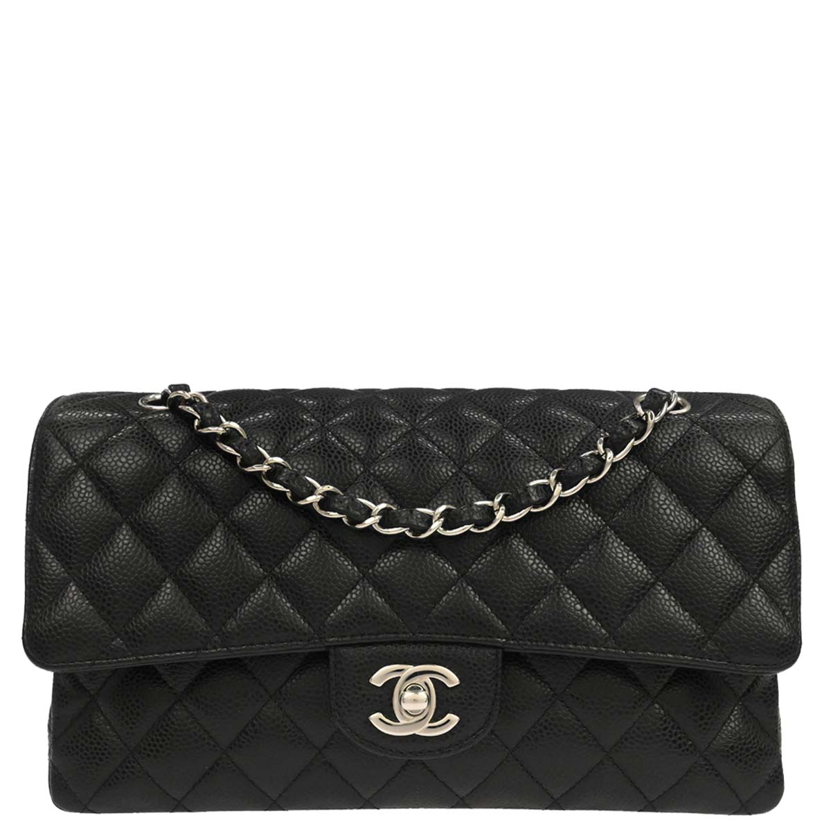 Chanel Black Caviar Skin Medium Classic Double Flap Shoulder Bag
